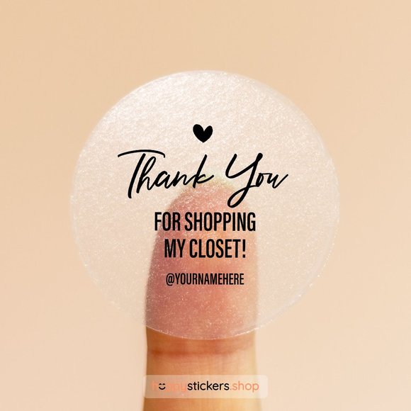 Thank You For Shopping My Closet! Stickers & Labels with your custom wording - Picture 15 of 17